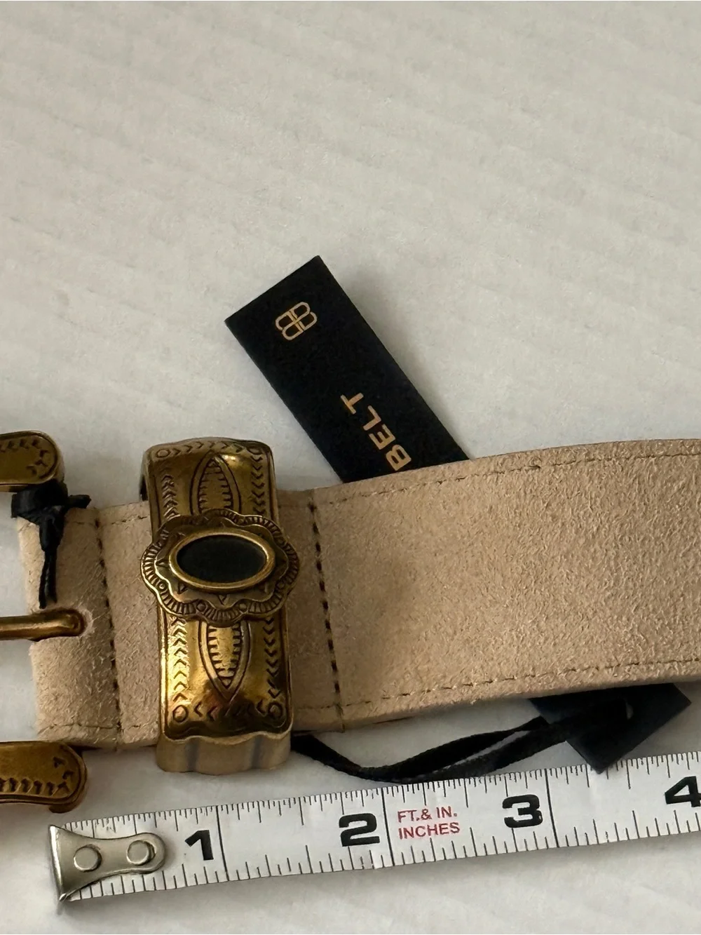 B-Low The Belt Tori Suede Western Style Cream Color Leather Belt Women's Size M